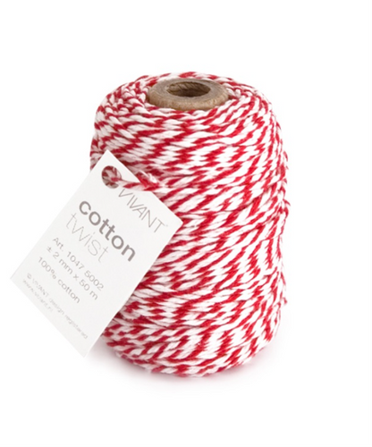 Cordel Twist algodón rojo/blanco