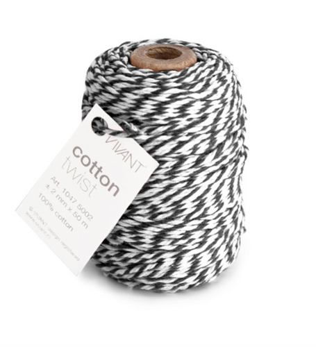Cordel Twist algodón negro/blanco