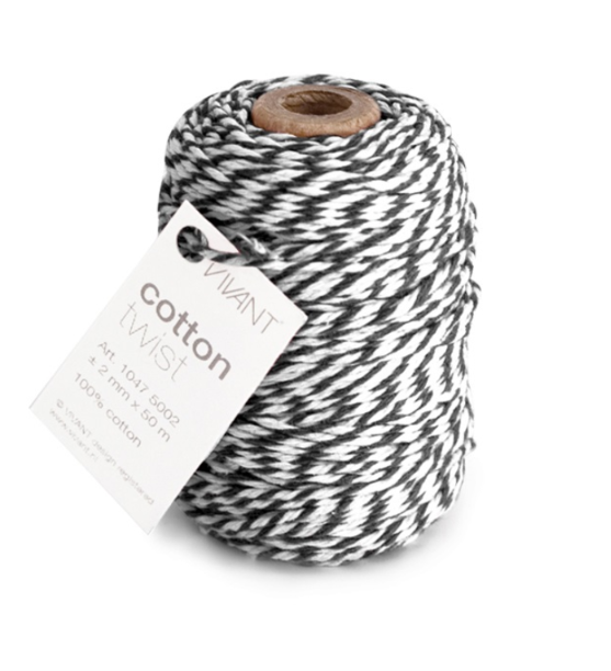 Cordel Twist algodón negro/blanco