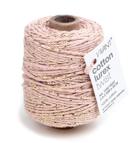 Cordel Twist algodón rosa/oro