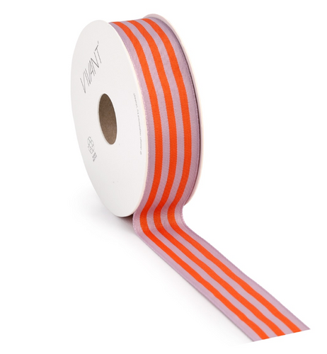 Cinta decorada rayas naranja/malva