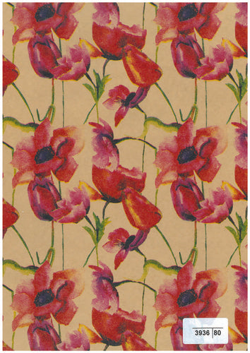 papel regalo kraft amapolas