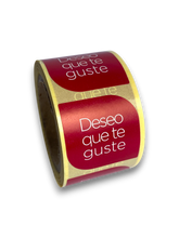 Etiqueta "Deseo que te guste" roja