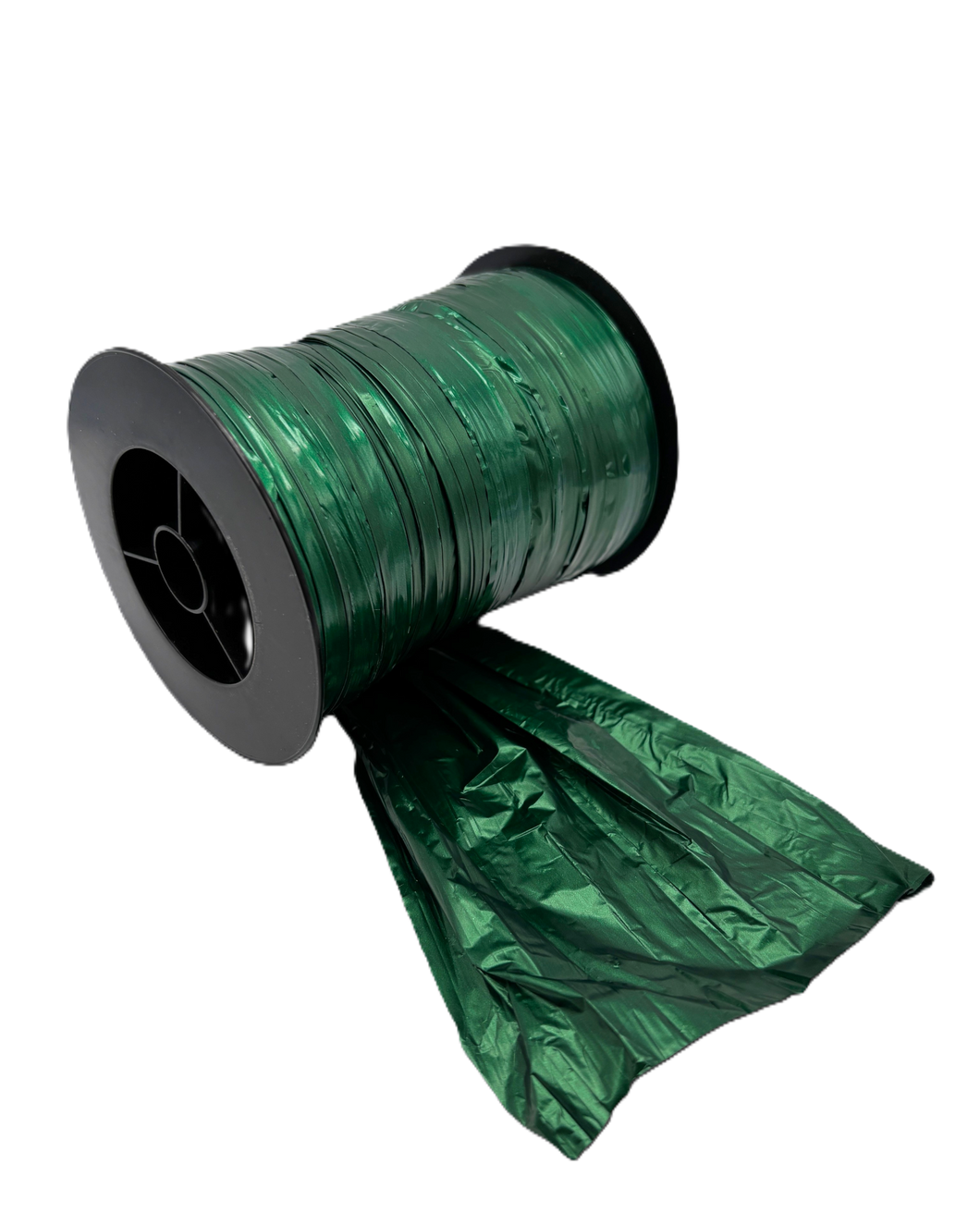 Cinta plástica ancha verde metal